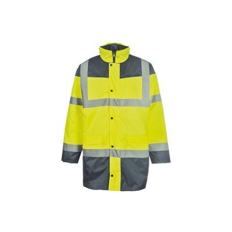 Parka bicolore de haute visibilité jaune fluo EN 20471 et EN 340