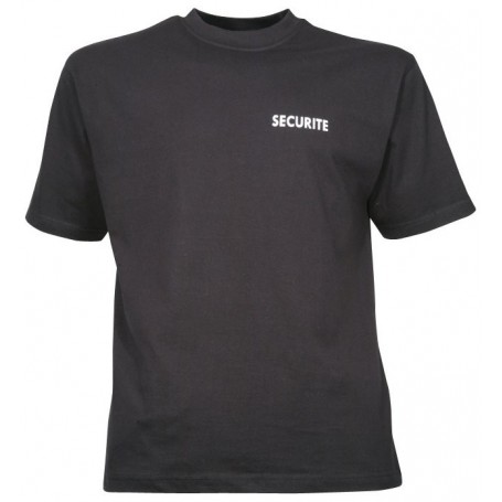 Tee-shirt noir imprimé SECURITE pour agent de sécurité