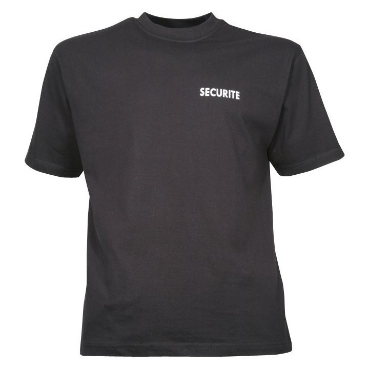 Tee-shirt noir SECURITE agent de sécurité manches courtes