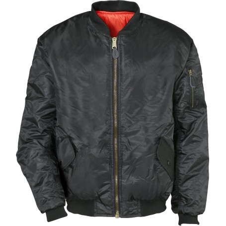 Blouson Bombers noir intérieur orange