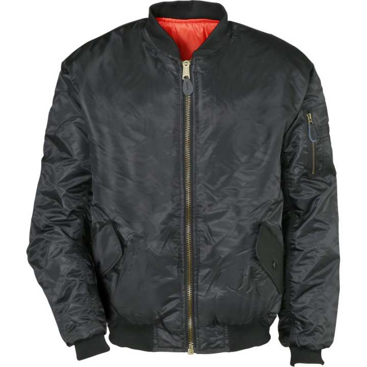 Blouson bombers noir intérieur orange agent de sécurité