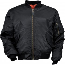 Blouson Bombers noir intérieur orange (2)