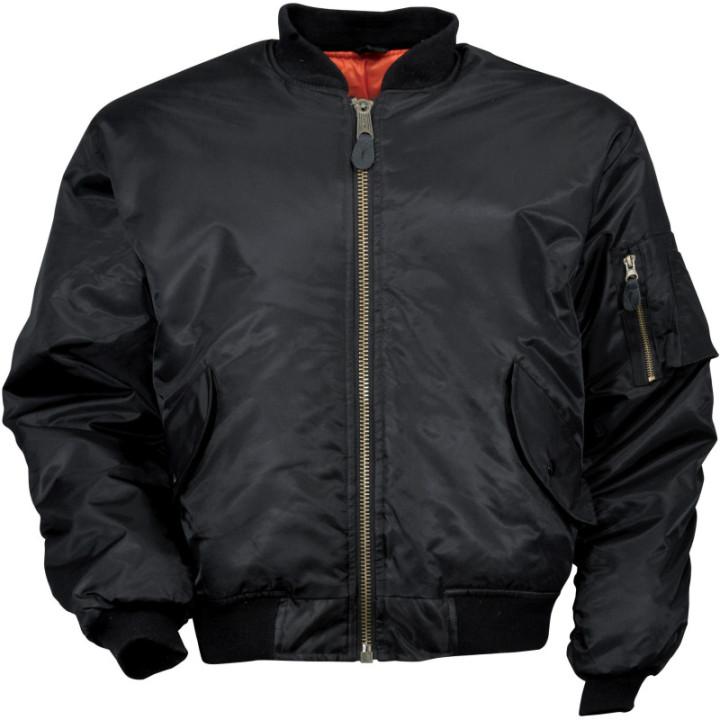 Blouson bombers noir intérieur orange agent de sécurité