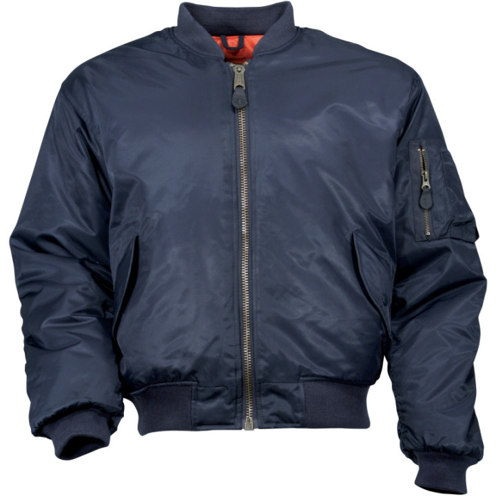 Blouson bombers noir intérieur orange agent de sécurité