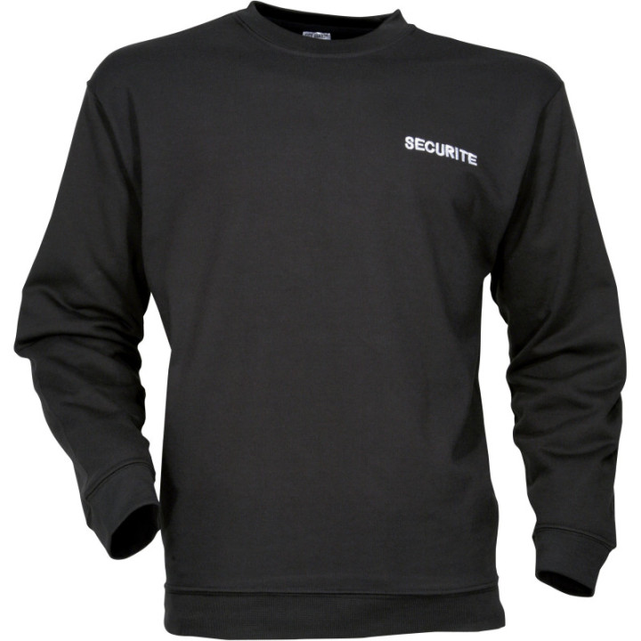 Sweat-shirt sécurité noir imprimé SECURITE gardiennage
