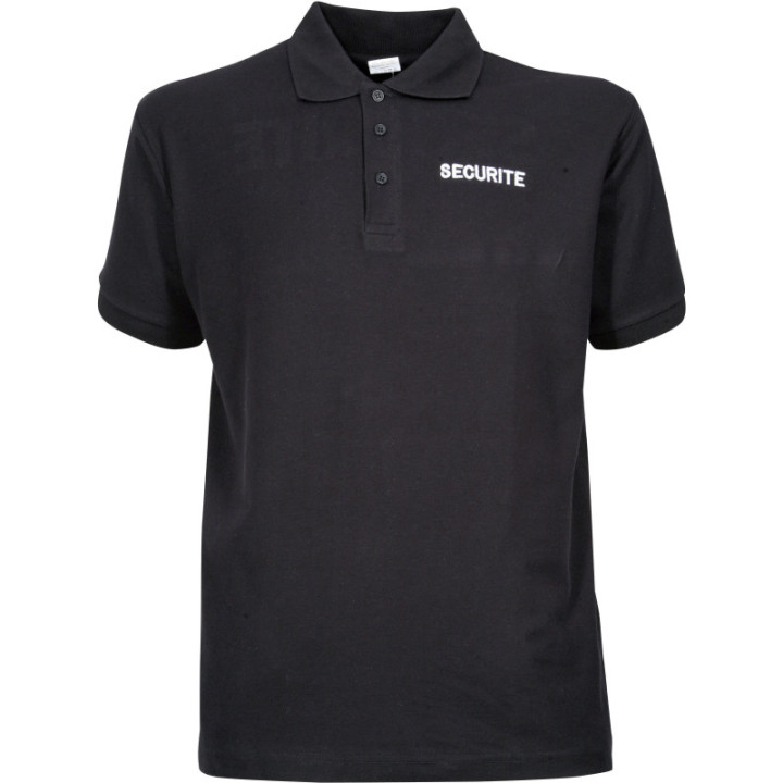 Polo sécurité noir SECURITE pour agent de surveillance