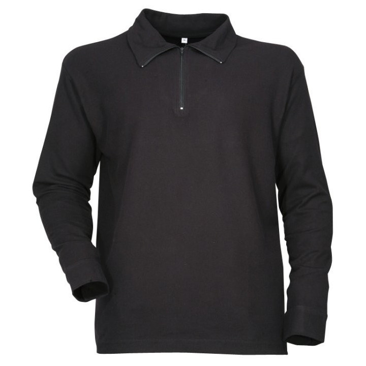 Polo F1 coton homme manches longues col zippé pro
