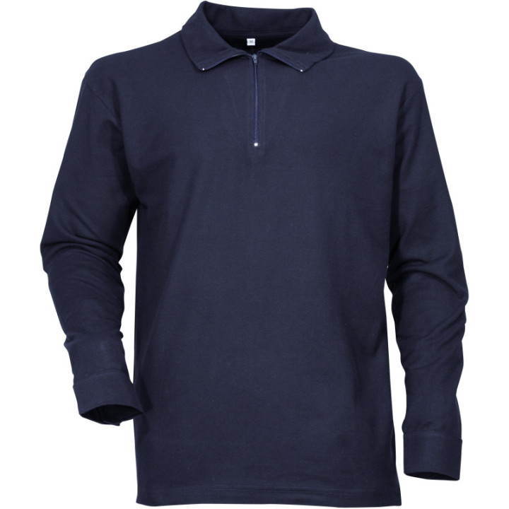 Polo F1 coton homme manches longues col zippé pro