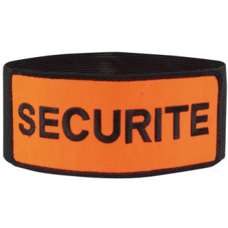 Brassard agent de sécurité orange à scratch réglable
