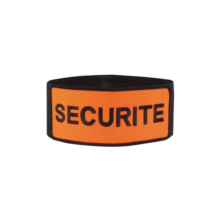 Brassard agent de sécurité orange à scratch réglable