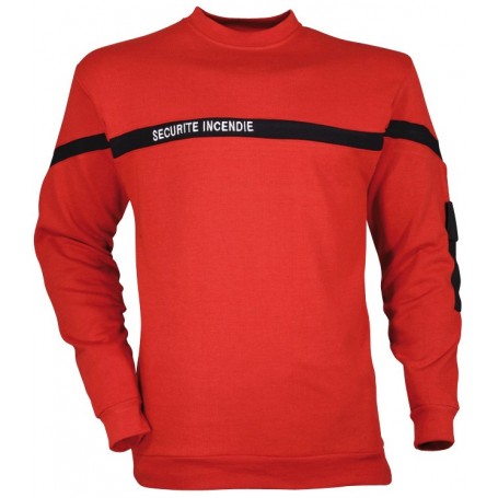 Sweat shirt rouge pour agent de sécurité incendie SSIAP