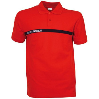 Polo rouge sécurité incendie SSIAP homme coton manches courtes