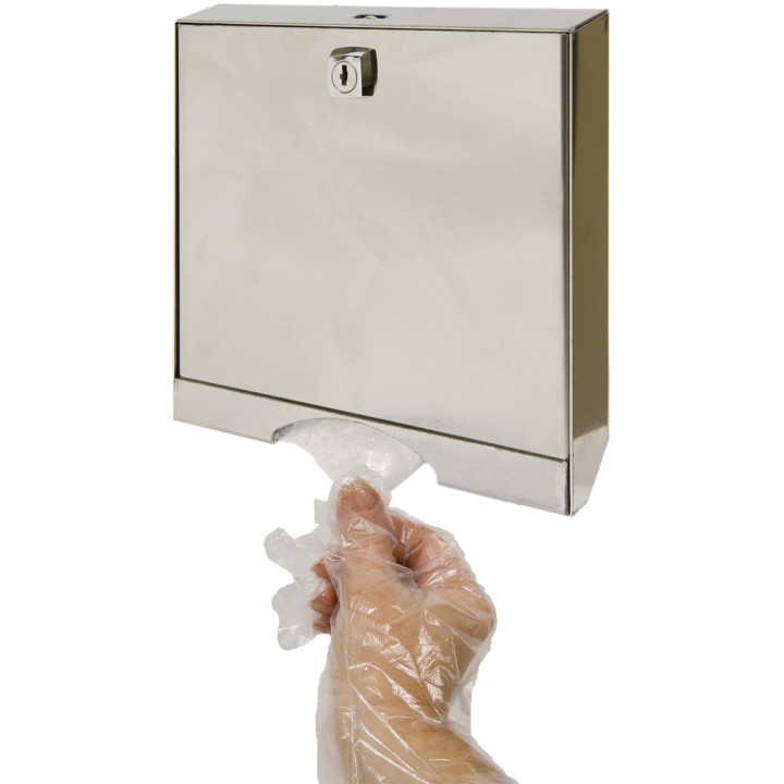 Distributeur mural gants jetables polyéthylène inox pro