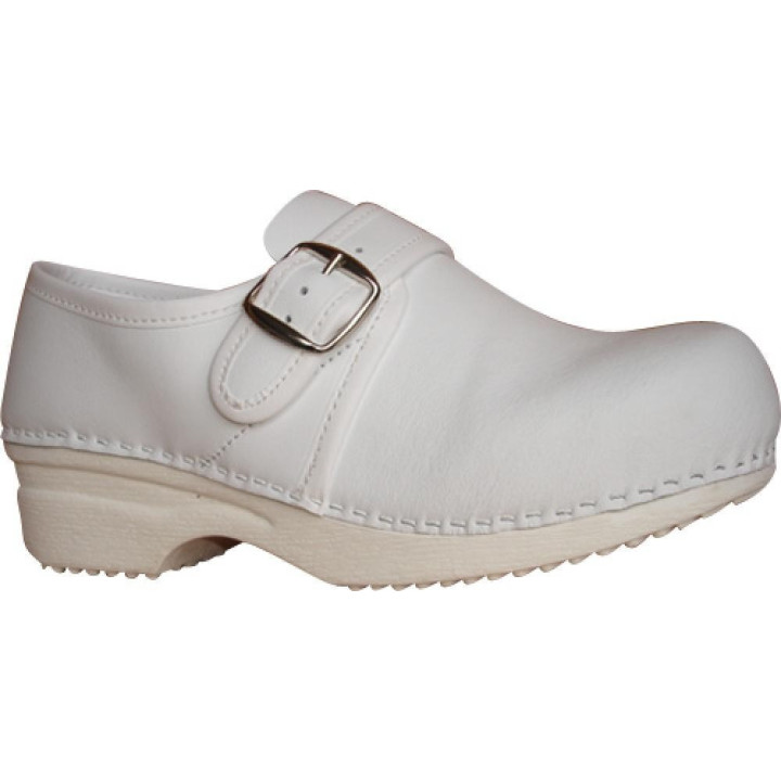Sabot de sécurité femme blanc SATFY semelle bois PU