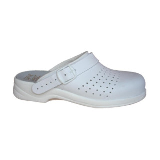 Sabot de sécurité aéré blanc cuir PU cuisine pro