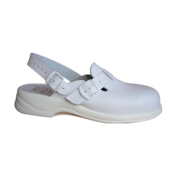 Sabot de sécurité femme cuir blanc SATFY usage pro