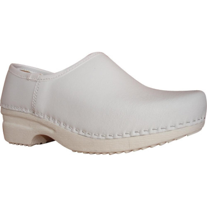 Sabot de travail cuir arrière fermé semelle bois PU homme