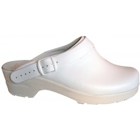 Sabot en cuir enduit PU blanc et couleur