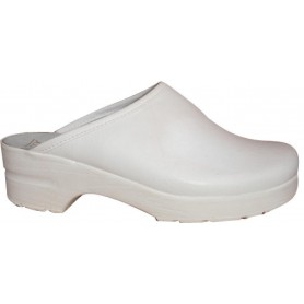 Sabot en cuir enduit PU blanc et couleur