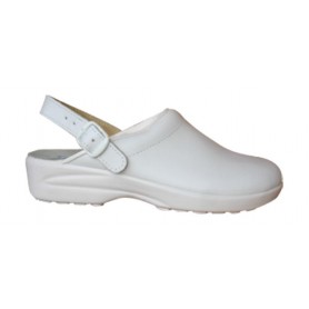 Sabot en cuir enduit PU blanc et couleur