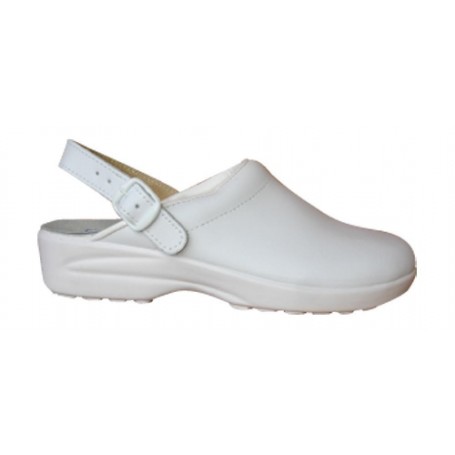 Sabot en cuir enduit PU blanc et couleur