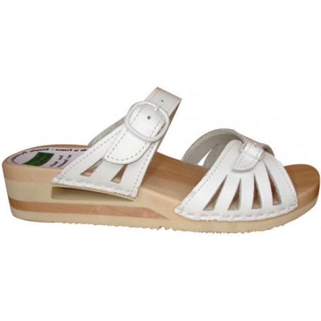 Sandale femme sur semelle bois flexible, talon amortisseur
