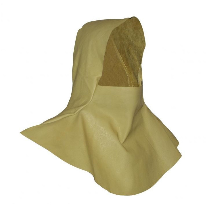 Cagoule soudeur cuir hydrofuge CE pour travaux de soudage