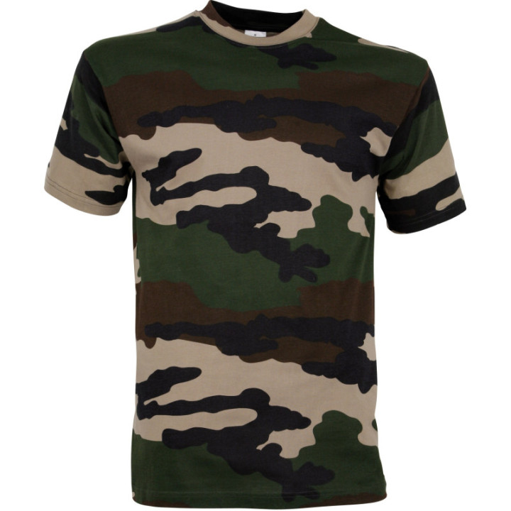 Tee shirt camouflage coton homme chasse pêche manches courtes