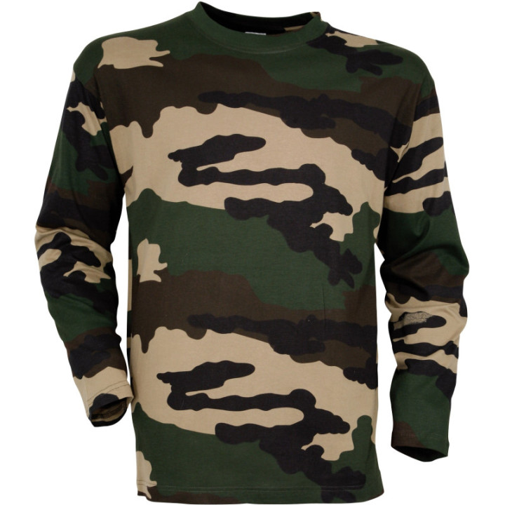 Tee shirt camouflage chasse pêche manches longues coton