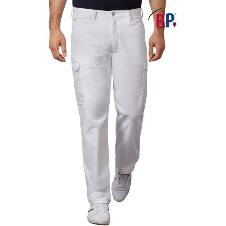 Jean homme médical BP blanc, coupe droite professionnelle