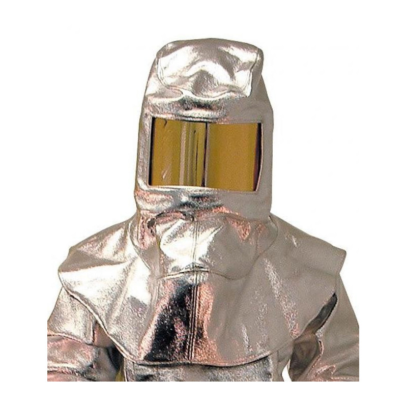 Cagoule aluminisée permettant le port d'un masque respiratoire