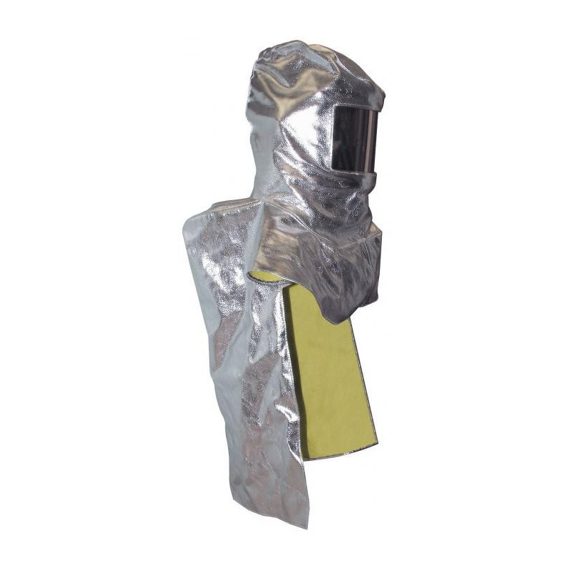 Cagoule aluminisée visière polycarbonate doré avec poche ari