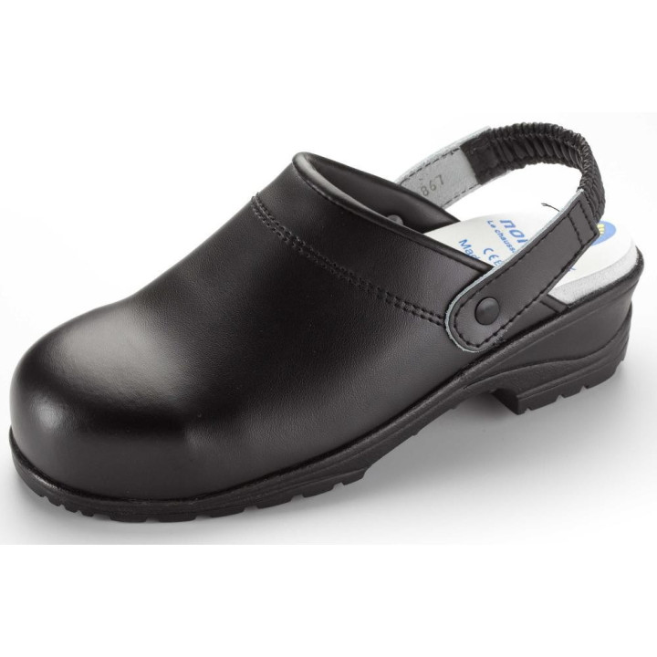 Sabot de cuisine sécurité cuir noir EN 20345 SRC
