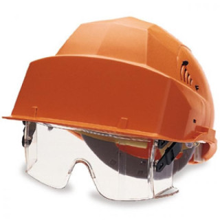 Casque de protection avec lunette intégrée pour chantier