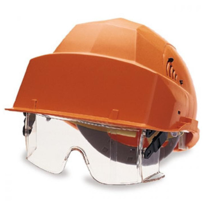 Casque de protection avec lunette intégrée pour chantier
