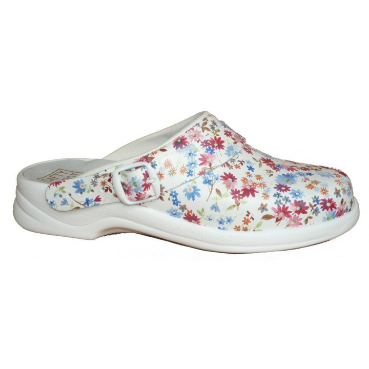 Sabot cuir fleuri aéré cuisine et service adulte