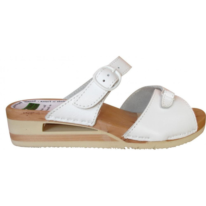 Sandale femme semelle bois flexible talon amortisseur travail