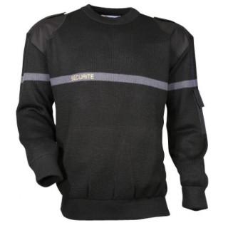 Pull agent de sécurité noir brodé SÉCURITÉ adulte