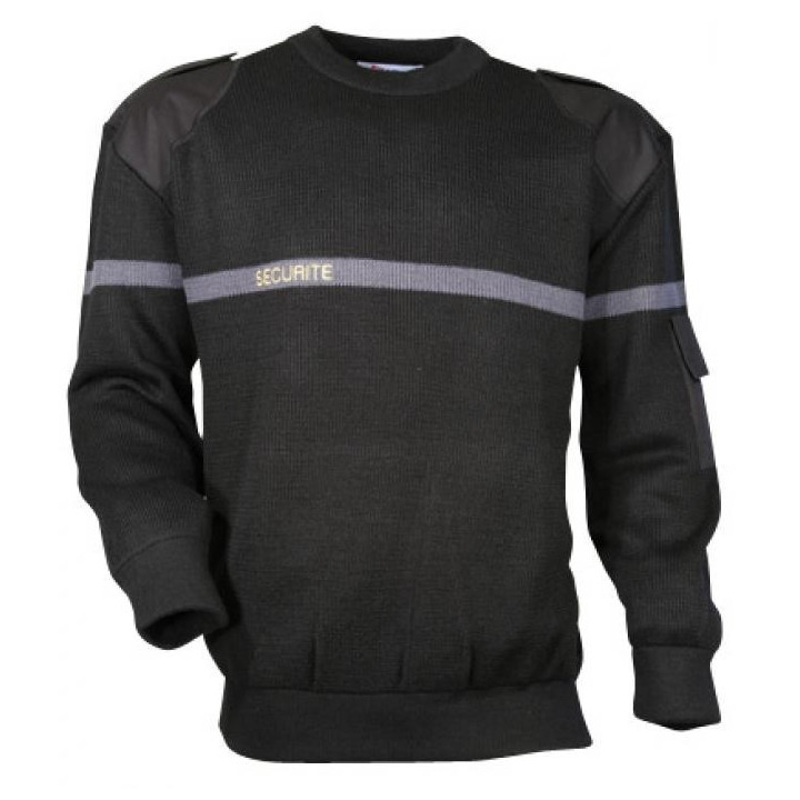 Pull agent de sécurité noir brodé SÉCURITÉ adulte