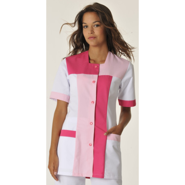 Tunique médicale femme PERRINE MOLINEL col carré tricolore