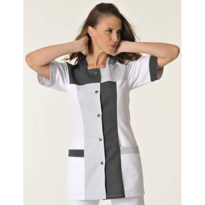 Tunique médicale femme PERRINE MOLINEL col carré tricolore