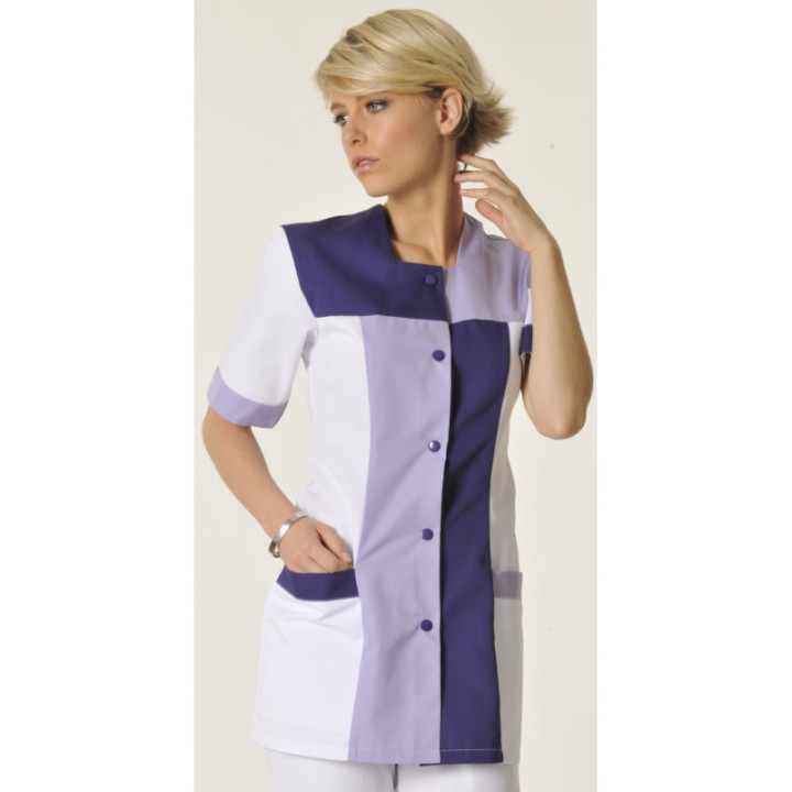 Tunique médicale femme PERRINE MOLINEL col carré tricolore