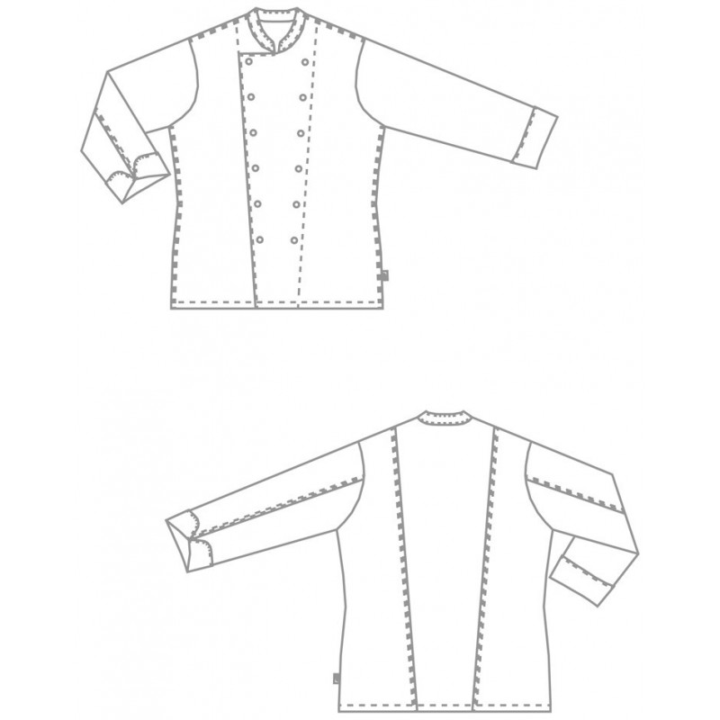 Veste de cuisinier pâtissier en coton à boutons-pression