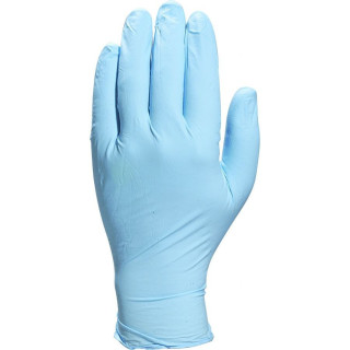 Gants jetables nitrile poudrés 24cm usage médical alimentaire