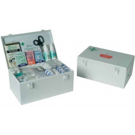 Trousse de secours metal blanc pour 10 personnes.