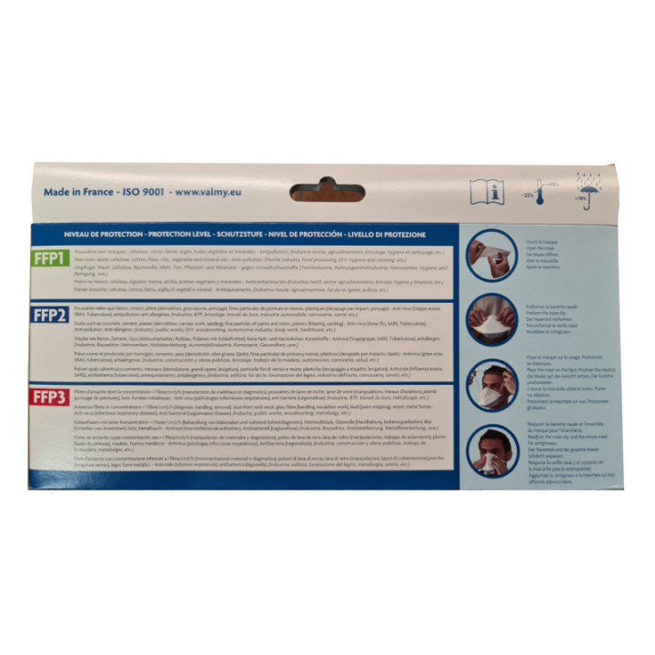 Masque respiratoire FFP2 médical VALMY fabriqué en France