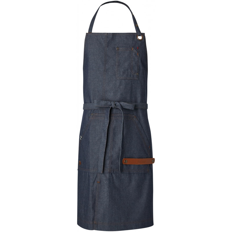 Tablier denim avec sangle cuir AUTHENTIQUE