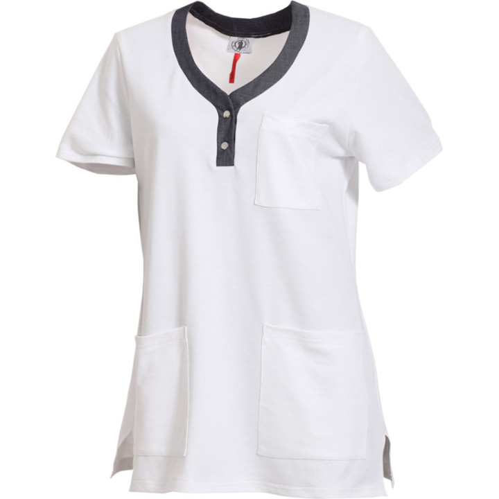 Tunique médicale femme BELINDA MOLINEL col rond blanc
