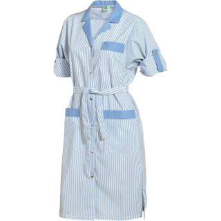 Blouse professionnelle femme rayée bleue manches transformables