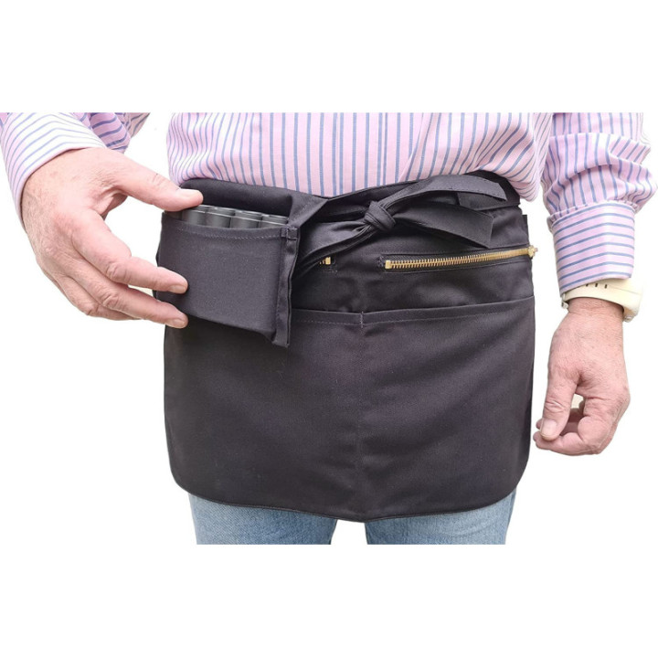 Tablier serveur monnayeur extractible 2 poches zippées noir